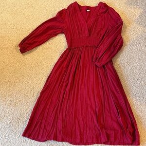 Burgandy Long Sleeve Dress